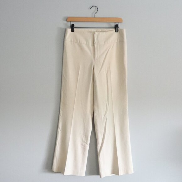 Banana Republic Pants - Banana Republic Women's White Sz 4 Harrison Lined Wool Straight Leg Trouser Pant